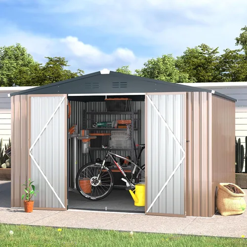 Miniatura 34 de AECOJOY Cobertizo de almacenamiento al aire libre de 5 x 3 pies, pequeño cobertizo de metal con puerta con cerradura, almacenamiento de utilidad