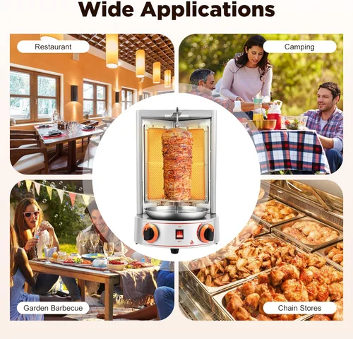 Miniatura 7 de Máquina de Asador de Shawarma Eléctrica Weglae, Asador Vertical de Acero Inoxidable, Máquina de Barbacoa Comercial, Máquina Rotisserie de Encimera