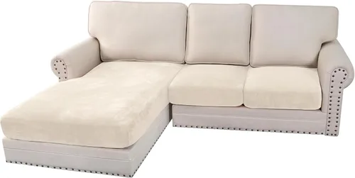 Miniatura 198 de H.VERSAILTEX - Funda de terciopelo elástica y afelpada para protección de cojines de sofá biplaza, silla o sofá, 2 piezas, tamaño grande, color gris