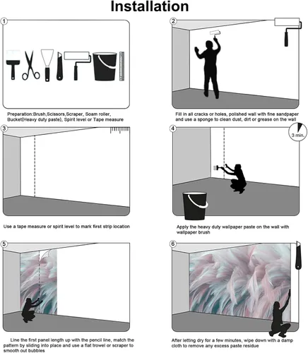 Miniatura 6 de Bormia - Papel tapiz colorido de plumas 3D para sala de estar, papel tapiz de sala de estar, papel tapiz de arte para el hogar, calcomanías de pared