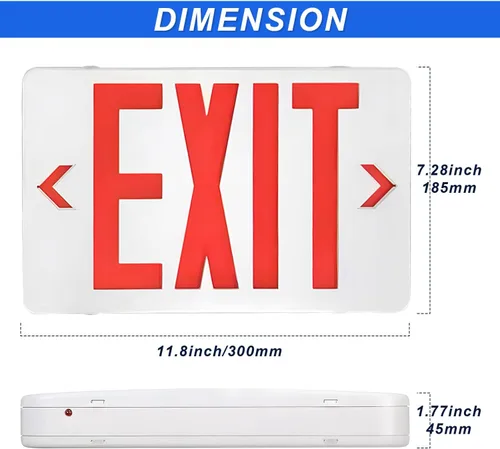 Miniatura 6 de Señal de salida con luz de emergencia, luz LED de salida con batería de respaldo, letra roja de doble cara, luz comercial de salida de emergencia