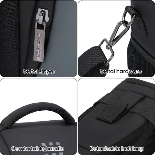 Miniatura 8 de Cwatcun Bolsa bandolera para cámara, pequeña, compacta, resistente al agua, para fotografía, compatible con Canon/Nikon/Sony, compartimento