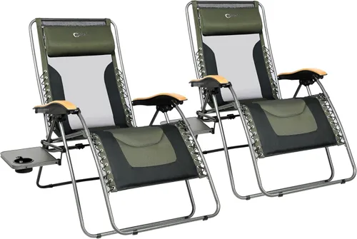 Miniatura 12 de Portal Silla portátil de gravedad cero, silla de descanso para exteriores, silla de gravedad cero de gran tamaño, silla plegable con almohadas