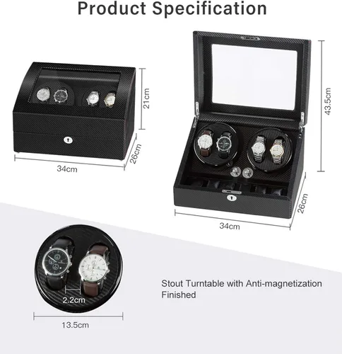 Miniatura 6 de Sepano Enrollador automático de reloj, caja de bobinado de reloj para relojes automáticos, con motor Mabuchi y almohadas de reloj flexibles, gran