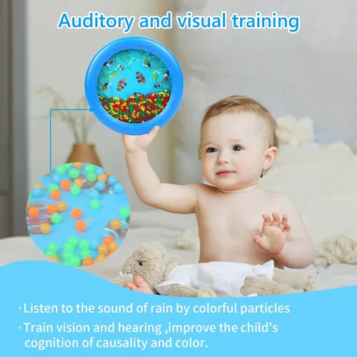 Miniatura 4 de Musfunny Tambor de Olas de Mar con Cuentas. Instrumento Musical con Suaves Sonidos del Mar. Juguetes Educativos de Música para Niños, Niñas y Bebés