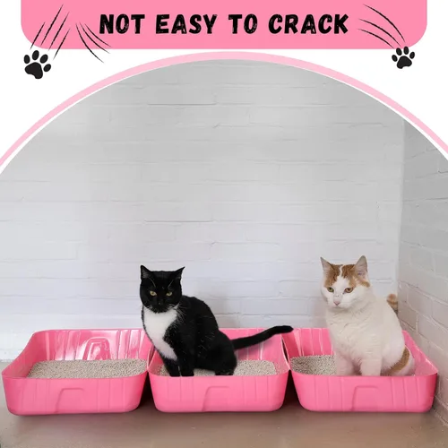 Miniatura 2 de Bokon Caja de arena desechable de 25 unidades para gatos, bandeja de arena desechable grande para viajes al hogar, cajas de arena de plástico Rosado