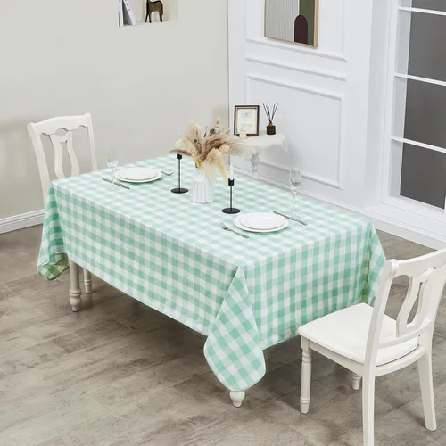 Miniatura 5 de Mantel rectangular de 70.9 x 55 pulgadas, mantel de cuadros impermeable y reversible, funda de mesa de picnic de mezcla de algodón lavable