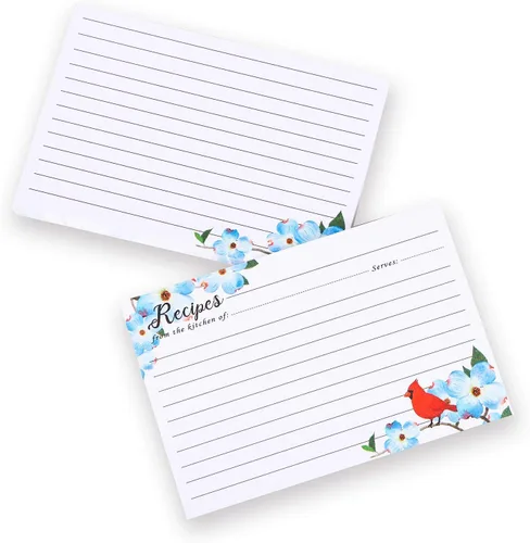 Miniatura 5 de COFICE Tarjetas de recetas de 4 x 6 pulgadas, tarjetas de recetas de doble cara, 50 unidades (pájaro)