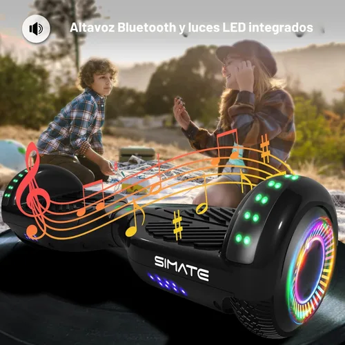 Miniatura 2 de SIMATE Hoverboard - Aeropatineta Bluetooth todo terreno con luces LED y control de aplicación, regalos para niños, adultos, niñas, niños, para todas