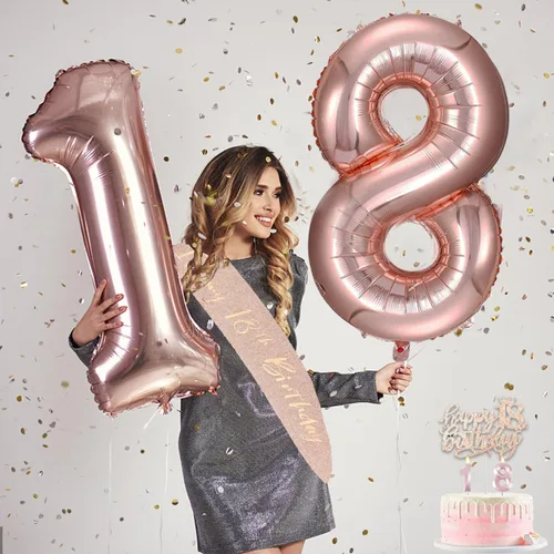 Miniatura 6 de Decoraciones de cumpleaños número 18 para niñas, incluyendo banda de reina de regalos de feliz cumpleaños número 18 con alfiler de perlas, corona