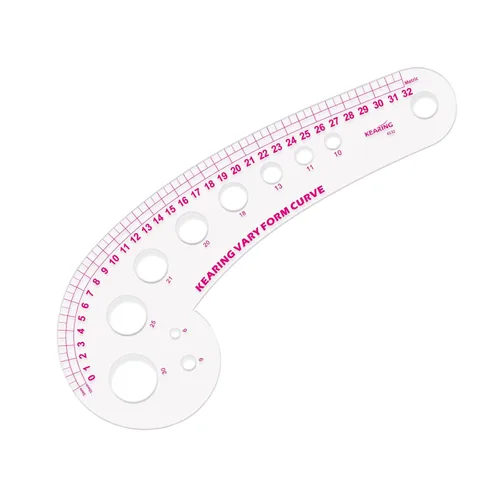 Miniatura 14 de KEARING Regla clásica curva francesa acrílica de 9 pulgadas (9.1 in), varía la forma de curva, regla de curva de medición de cadera transparente