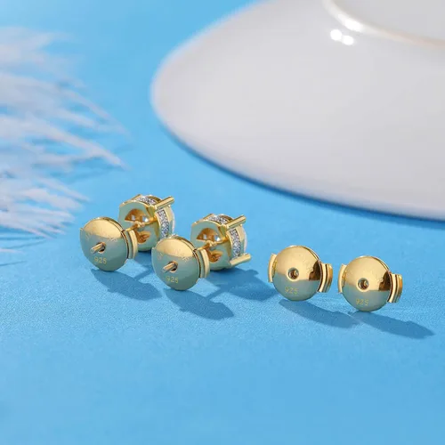 Miniatura 2 de Respaldos de Aretes con Cierre de Seguridad Chapados en Oro de 18K para Pendientes de Botón, Respaldos de Aretes Seguros Hipoalergénicos de Repuesto