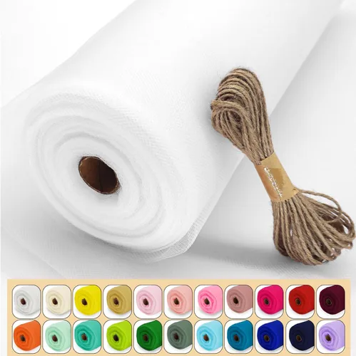 Miniatura 19 de Rollo de tela de tul, 54 pulgadas x 10 yardas (30 pies) de tul para decoración de boda, tutú de fiesta, telón de fondo, baby shower, faldas de mesa