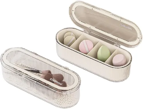 Miniatura 8 de Organizador de brochas de maquillaje, organizador de esponjas de maquillaje de acrílico transparente, estuche de almacenamiento de cosméticos