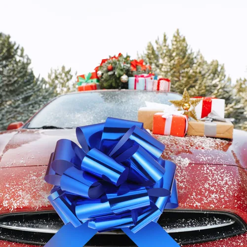 Miniatura 7 de Zonon Lazo Grande para Automóvil Lazo Gigante para Automóvil con Cinta de 20 Pies para Envolver Regalos Grandes Casas Nuevas Regalo Enorme Azul