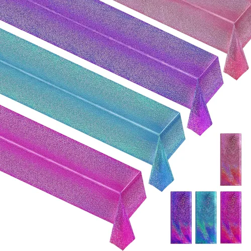 Miniatura 25 de Just Shimmer Mantel holográfico azul claro de 40" x 108" Decoración de fiesta rosa fuerte Día de San Valentín Fiesta de cumpleaños Decoración