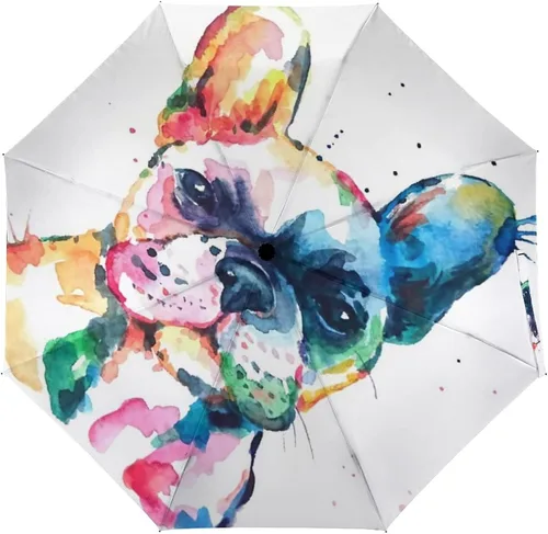 Head Frenchie French Bulldog Original Dog Wildlife Rainbow Funny Puppy Companion 8 varillas, paraguas de viaje, resistente al viento, paraguas