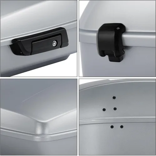 Miniatura 8 de TCT-MOTORPARTS Atlas Silver Metálico Maletero de Viaje Modificado con Respaldo y Montaje en Rack Adecuado para Harley Touring 14-25 Street Glide