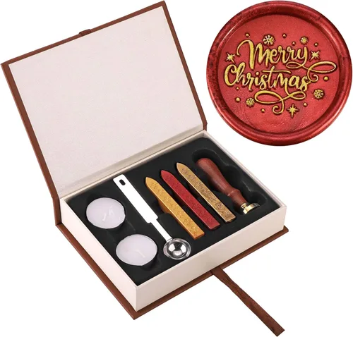 Miniatura 13 de Yoption Kit de sellos de cera, sello de corazón con varillas de cera de sellado doradas, rojas y plateadas, juego de caja de regalo