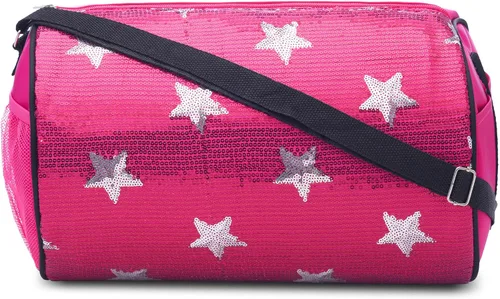 Bolsa de lona de baile para niñas con estrellas de lentejuelas, bolsa de viaje para niños con bolsa de transporte ajustable y práctica bolsa, bolsa