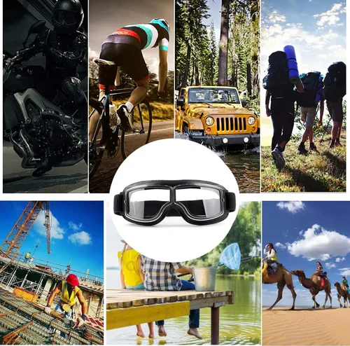 Miniatura 5 de Gafas de Motocicleta Vintage Antiarañazos Gafas de Scooter Esquí para Hombres Mujeres Adultos