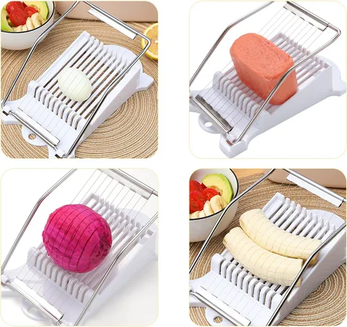 Miniatura 7 de Rebanadora, rebanadora de carne multiusos, cortador de huevos de alambre de acero inoxidable, corta 10 rebanadas para frutas, cebollas, alimentos