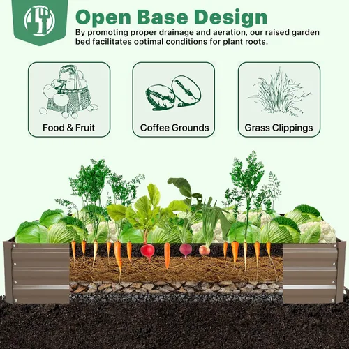 Miniatura 5 de ONCEMORE Cama de jardín elevada galvanizada para verduras, flores, hierbas, kit de cama de jardín elevada de metal con 2 jaulas de tomate, guantes