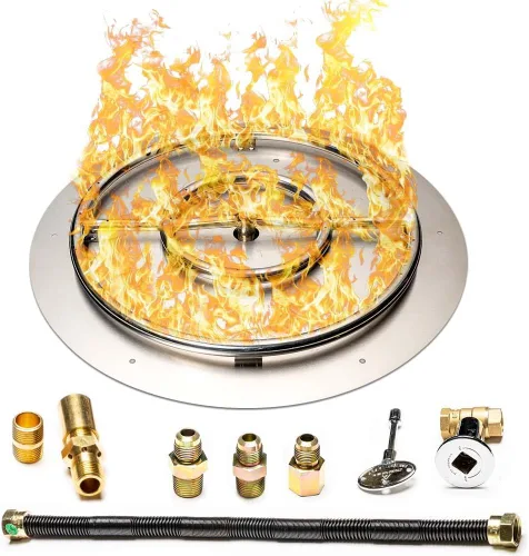Miniatura 18 de Kit de quemador de acero inoxidable y anillo Pro con encendido por chispa para fogatas de gas natural, sartén de 36 pulgadas, anillo de quemador