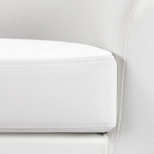Miniatura 6 de Yaheetech Silla decorativa, sillón de piel sintética, tumbona con acolchado suave y patas de madera para sala de estar, color blanco, juego de 2