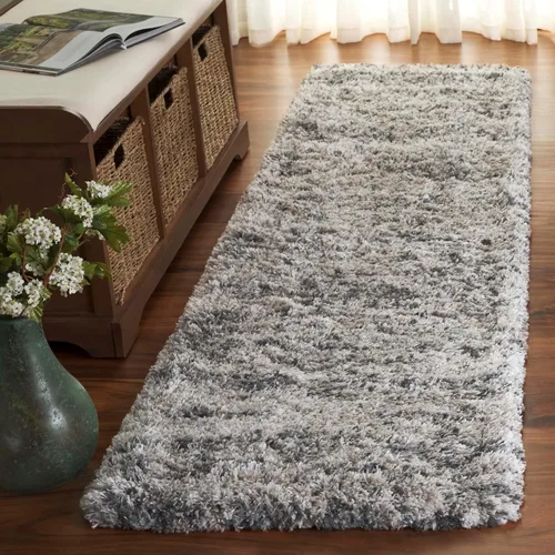 SAFAVIEH Iceland Shag Collection Alfombra Pasillo - 2' x 8', Crema y Gris, Diseño Moderno, Fácil Cuidado, 2.5 pulgadas de Grosor, Ideal para Áreas