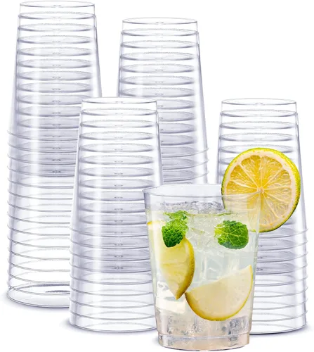 SETUP Copas/Vasos de plástico duro transparente [10 oz - 200 unidades] Pequeños vasos desechables de cóctel para fiesta 10 oz. - Transparente