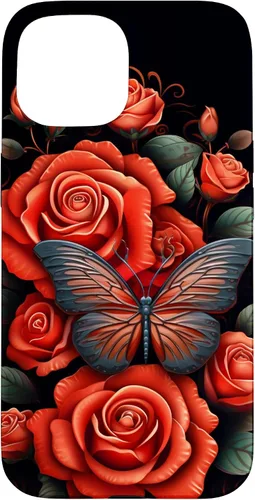 Miniatura 6 de Cute Butterfly Red Floral Flower Butterfly Rose Case for iPhone 17
