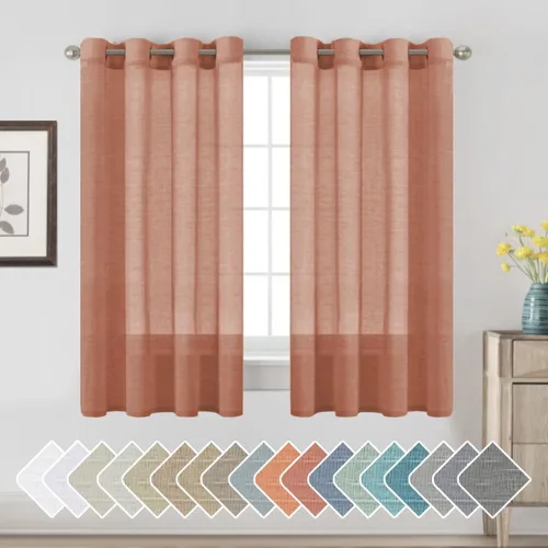Miniatura 51 de H.VERSAILTEX Cortinas de 96 pulgadas de largo, cortinas de lino/cortinas transparentes de mezcla de lino natural/paneles/cortinas para sala