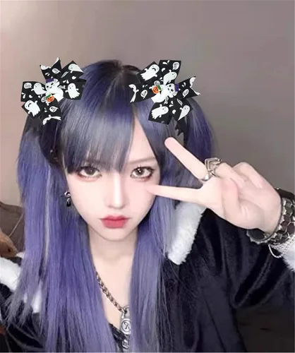 Miniatura 3 de Pinzas para el cabello de Halloween con diseño de calabaza, fantasma, con lazo, horquillas para niñas y niños, accesorios para el cabello