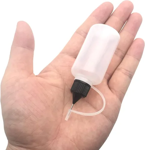 Miniatura 5 de 12 botellas aplicadoras de punta de precisión, 6 piezas de 1 onza y 6 botellas de pegamento translúcido de 0.5 onzas, con 2 mini embudo