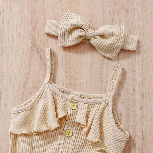 Miniatura 8 de CETEPY Ropa de bebé niña pequeña trajes de verano sin mangas overol halter de una pieza diadema