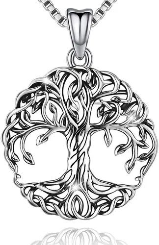 Aniu Tree of Life Necklace for Women, 925 Sterling Silver Mother of Pearl Family Palm Tree Charm Pendant Jewelry for Birthday Christmas Gift