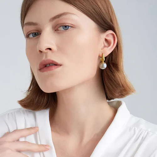 Miniatura 4 de Aretes de aro de plata dorada con letra D para mujer, aretes de perlas, 2 vías de uso, aretes de perlas de lujo, en forma de D, regalos de joyería