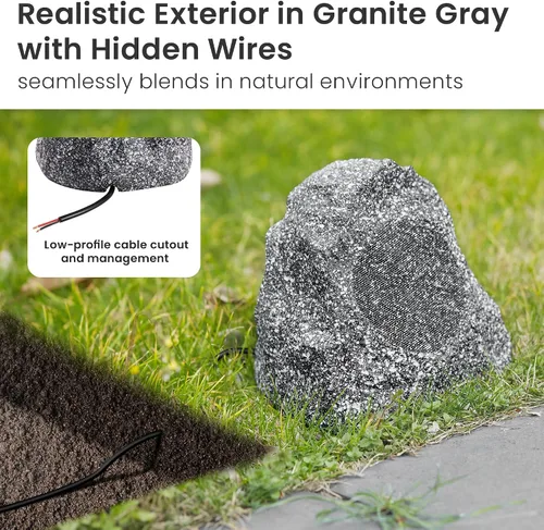 Miniatura 2 de Theater Solutions 2R4G altavoces tipo roca para exteriores (gris granito) Granito gris