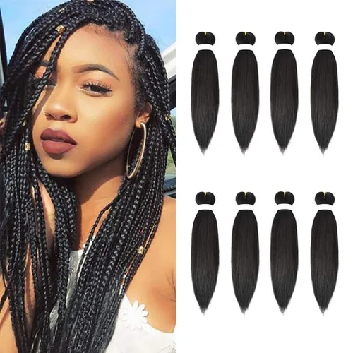 8 paquetes de extensiones preestiradas - 16 pulgadas de cabello trenzado premium, 55G/paquete, sin picazón, fijación en agua caliente, textura Perm