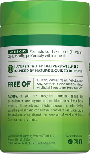 Miniatura 7 de Nature's Truth Benfotiamina 300 mg 60 unidades Suplemento vegano, sin OMG y sin gluten Precursor de vitamina B1