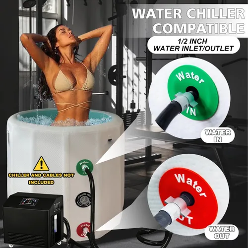 Miniatura 3 de Lumizone Bañera de inmersión fría inflable de 118 galones de capacidad, baño de hielo portátil, compatible con enfriadores de agua con tapa, sellos