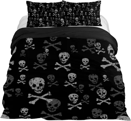 Miniatura 12 de Baphomet and Lucifer Bedding - Juego de funda de edredón de 3 piezas, tamaño Queen, funda de edredón con cierre de cremallera, 4 lazos en las Black02