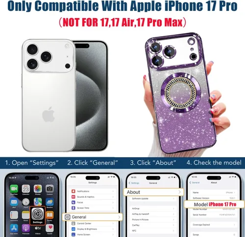 Miniatura 40 de Misscase Funda magnética con purpurina para iPhone 11 compatible con MagSafe, protección completa, delgada, a prueba de golpes, antiarañazos