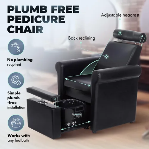 Miniatura 6 de Buy-Rite Salon & Spa Equipment Mona Lisa - Silla de pedicura sin plomería, ajustable, portátil, extraíble, negro, CHM-2320-5H-BLACK