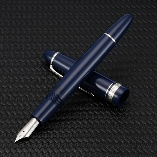 Miniatura 4 de Majohn P136 Pluma estilográfica de pistón, punta extra fina con caja, juego de pluma de escritura de resina azul oscuro Azul - Clip de plata