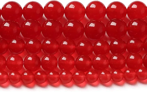 60 cuentas de calcedonia de jade rojo natural de 0.236 pulgadas (0.236 in), redondas sueltas, piedras preciosas energéticas curativas para hacer