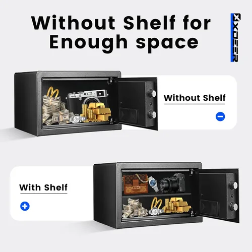 Miniatura 5 de Caja Fuerte Biométrica para el Hogar - (0,78-2,04 pies cúbicos) Caja de Seguridad con Acceso Rápido y Cerradura de Huella Digital, Teclado
