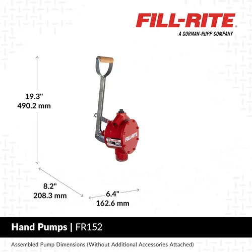 Miniatura 4 de Fill-Rite FR152 bomba de mano de pistón con manguera y boquilla, color rojo