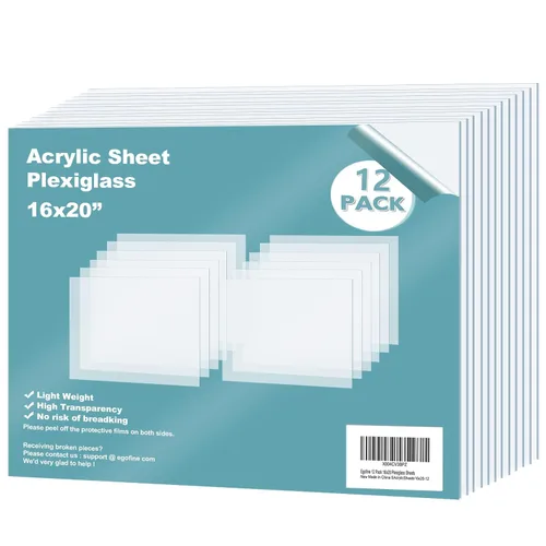 Miniatura 44 de Egofine Láminas de Plexiglás Láminas de Acrílico Paquete de 12 de 8.5x11'' 0.04 de Grosor Plástico Transparente Fundido Cristal Plexi Transparente